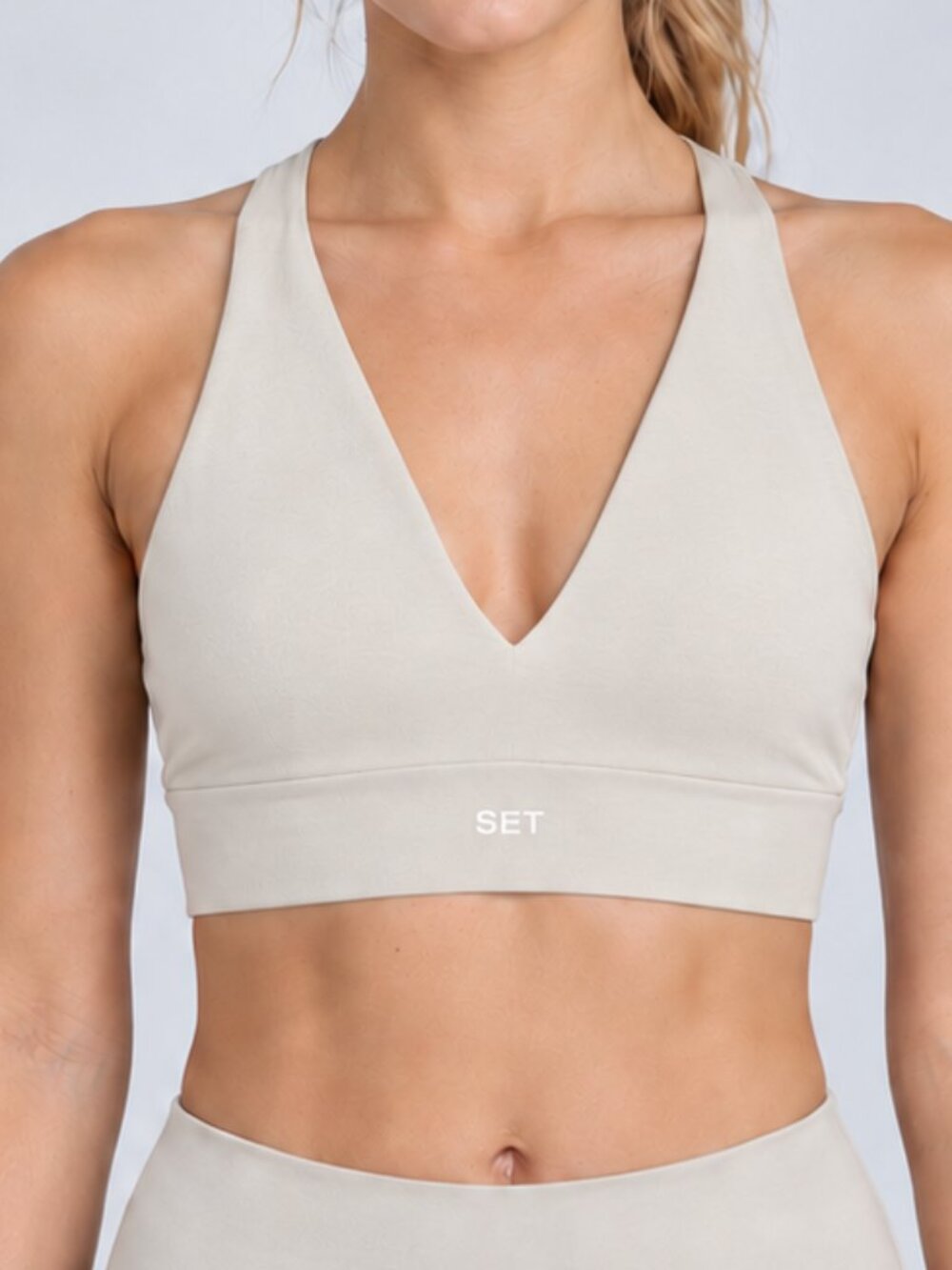 SET Active V-Neck Sports Bra Light Beige Size Small